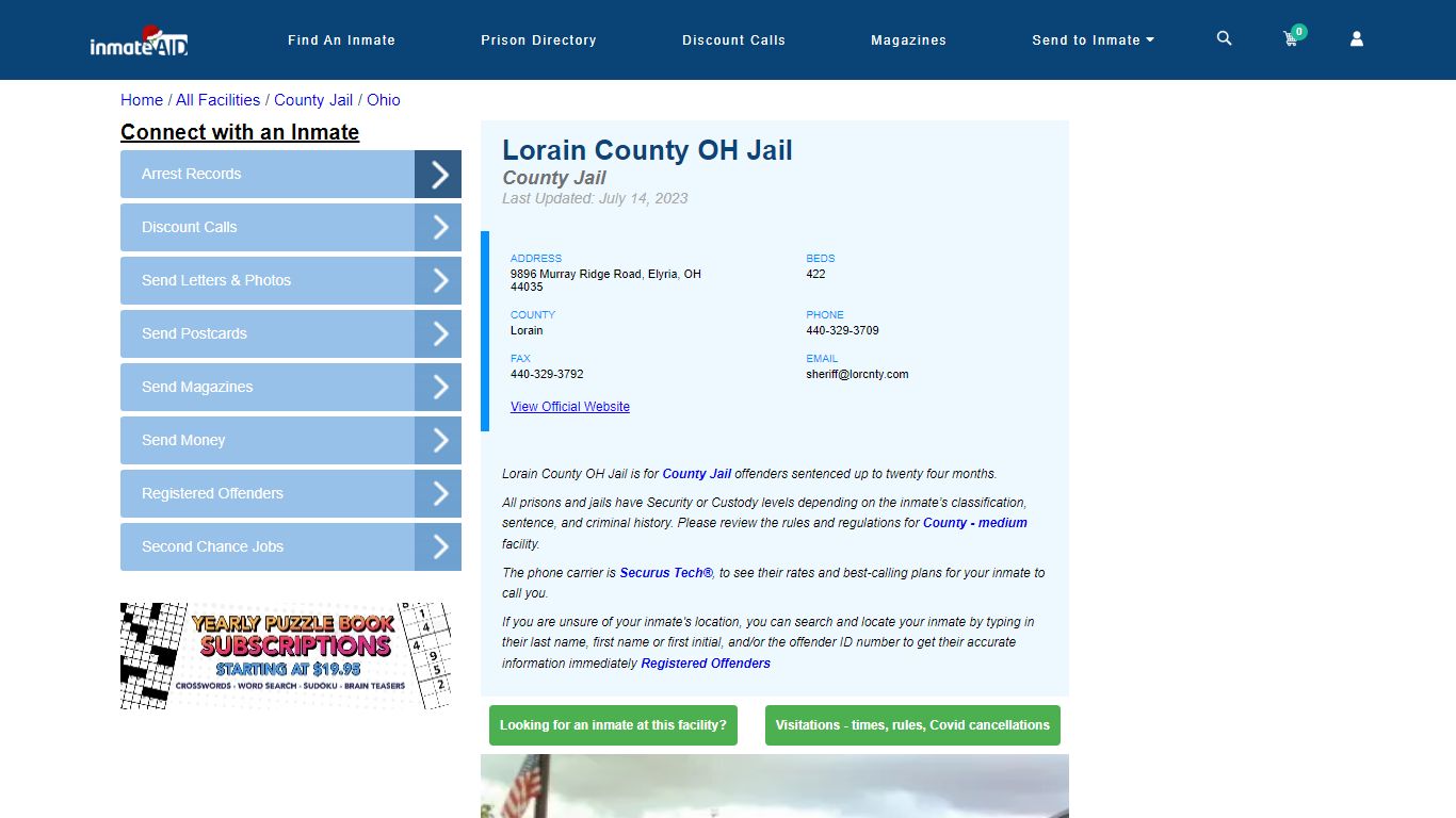 Lorain County OH Jail - Inmate Locator - Elyria, OH